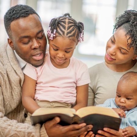 Family reading bible