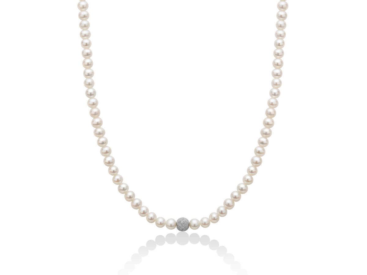Collana Miluna in perle con sfera in oro centrale - PCL1834V