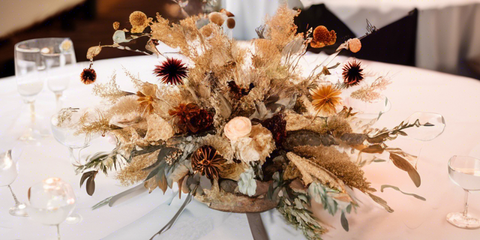 reception dried flower centrepiece