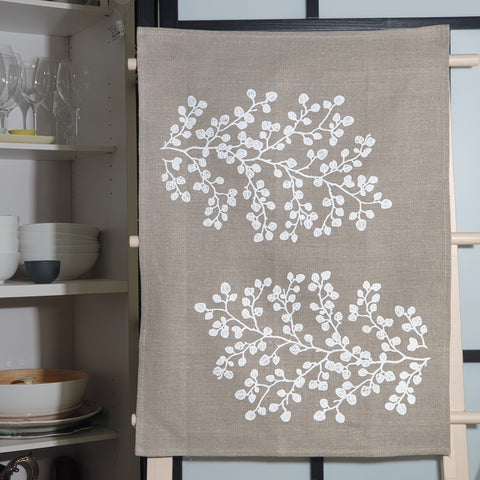 Screen printed linen tea towel