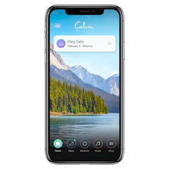 Phone showing use of the Calm app: the #1 app for sleep and mediation for better sleep, lower stress and less anxiety