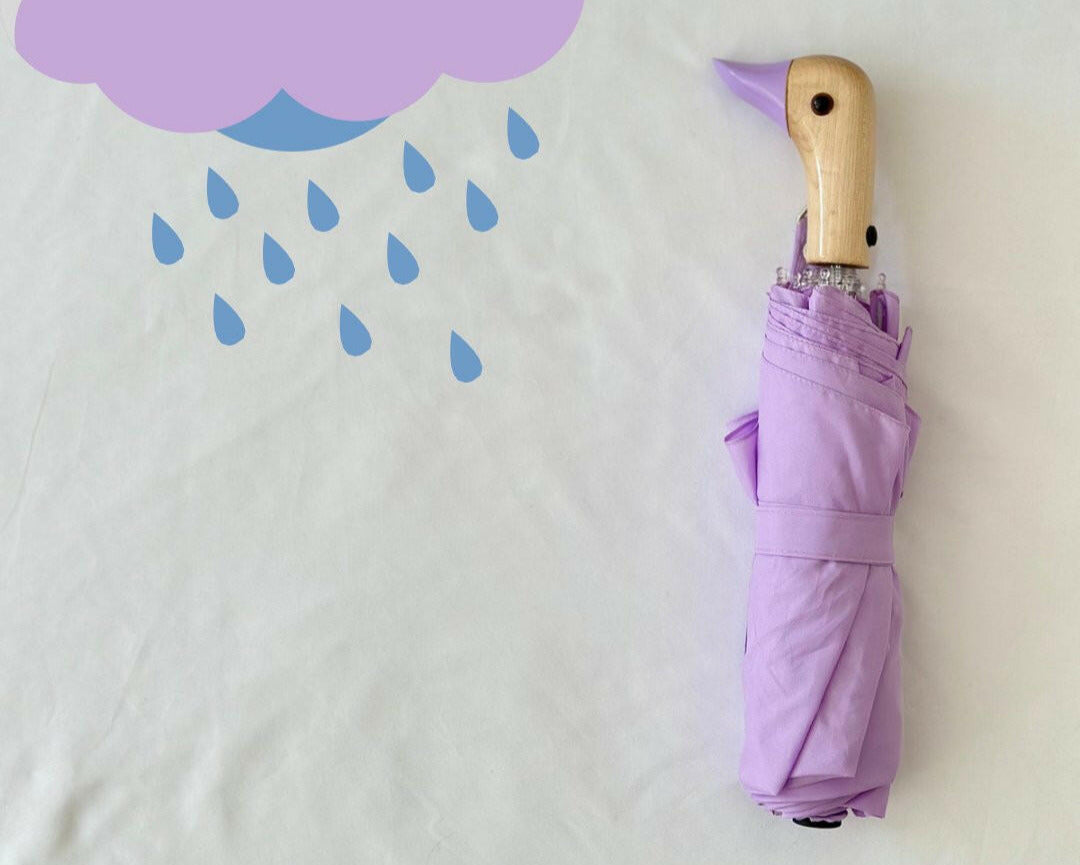 Original Duckhead Sustainable Umbrella, Lavender, Made from Recycled Plastic Bottles with Carved Duckhead Hand
