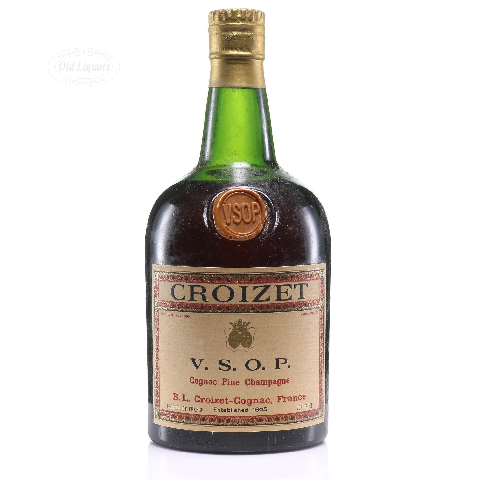 Croizet B. Léon V.S.O.P. Cognac 1920, Aged 40yrs, Bottled 1960s