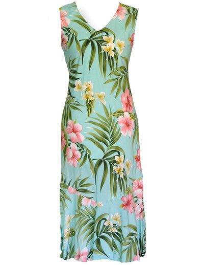 Nalani Tea Length Sleeveless Rayon Dress