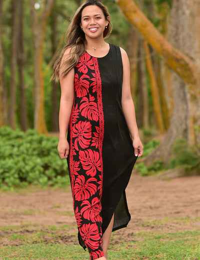 Prince Kuhio Maxi Long Sleeveless Dress Side Design