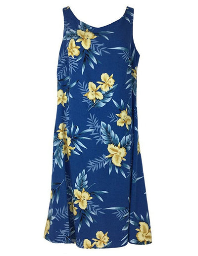 Okalani Short Blue Hawaiian Dress - ShakaTime