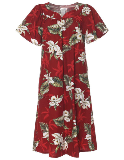 Orchids Makani Short Muumuu Hawaiian Dress