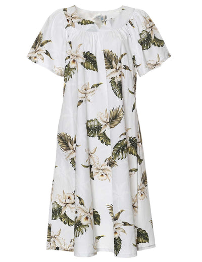 Orchids Makani Short Muumuu Hawaiian Dress