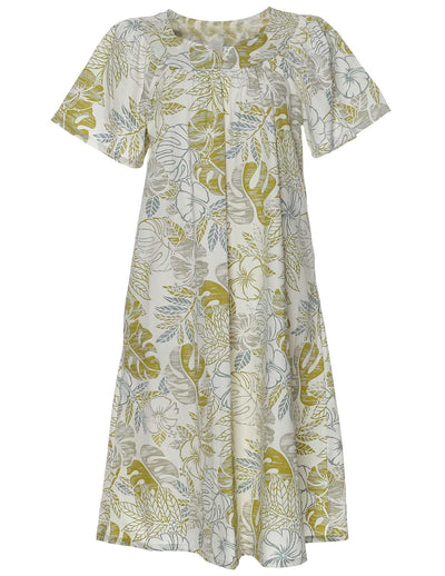 Short Hawaiian Muumuu Dress Kalokoi Forest