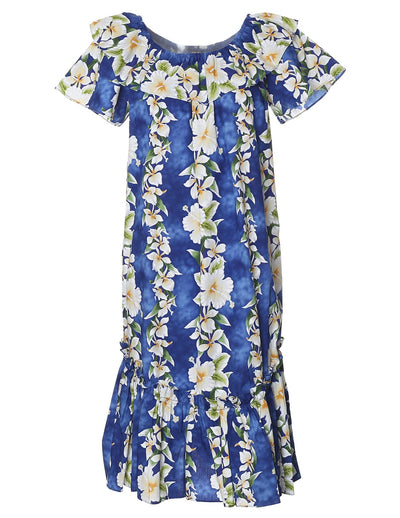 Short Muumuu Dress Luana with Elastic Bustline and Ruffled Hem