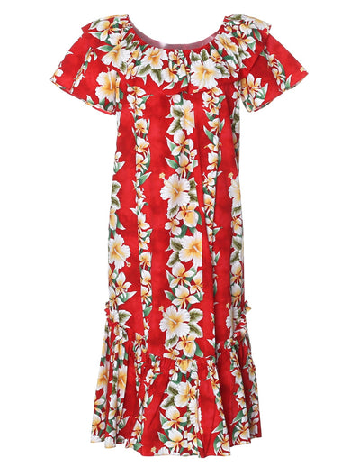 Short Muumuu Dress Luana with Elastic Bustline and Ruffled Hem