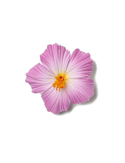 Small Hibiscus White Purple Flower Hair Clip - ShakaTime