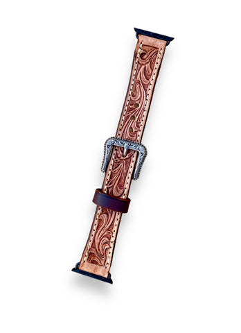 tooled leather watch band