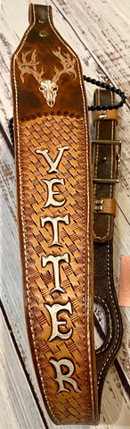 tooled leather rifle sling