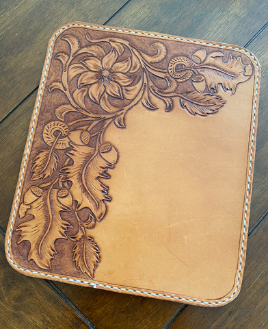 Tooled leather mouse pad