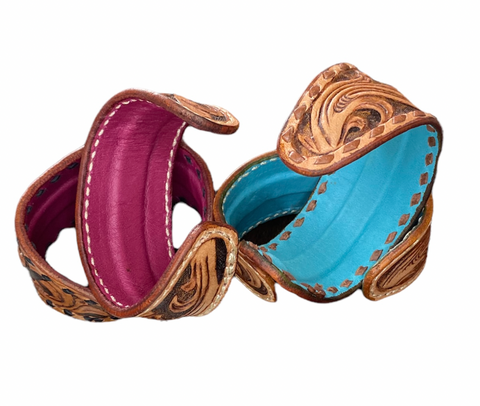 Tooled leather bracelets