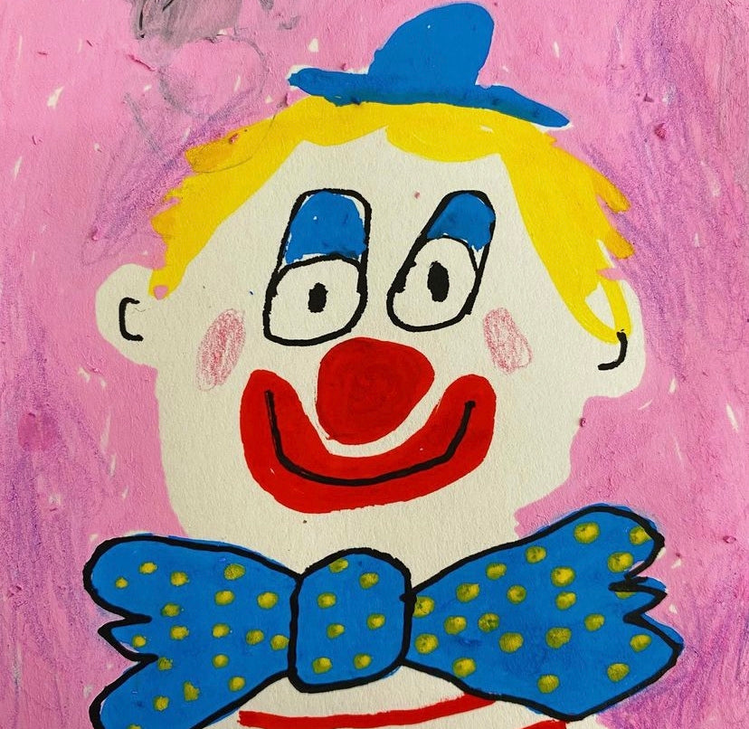 An illustrated clown, resembling Boris Johnson