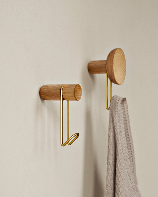 Around wall hanger (Large) - Oak/Satin brass – WOUD - International