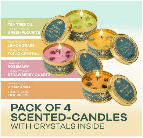 Scented candles with chakra stones