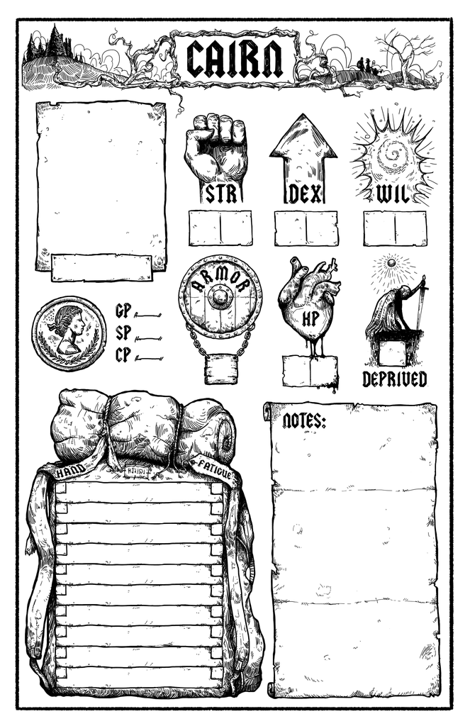 Character Sheets (10) Cairn Store