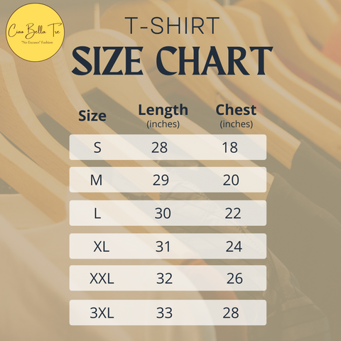 t-shirt size chart| Ciaobellatre