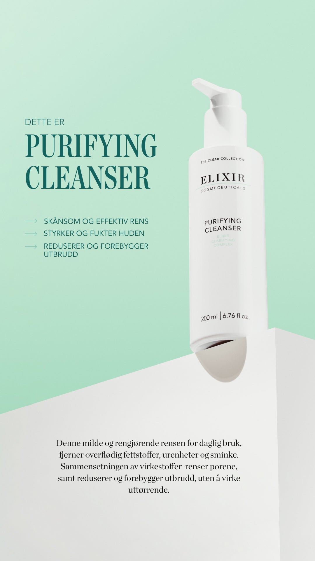 nyhet - elixir purifying cleanser for uren hud
