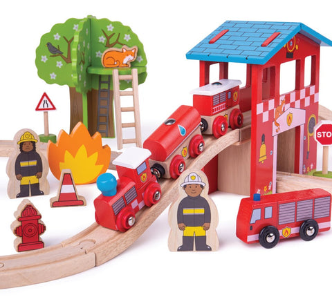 Bigjigs Rail Fire Station Train Set