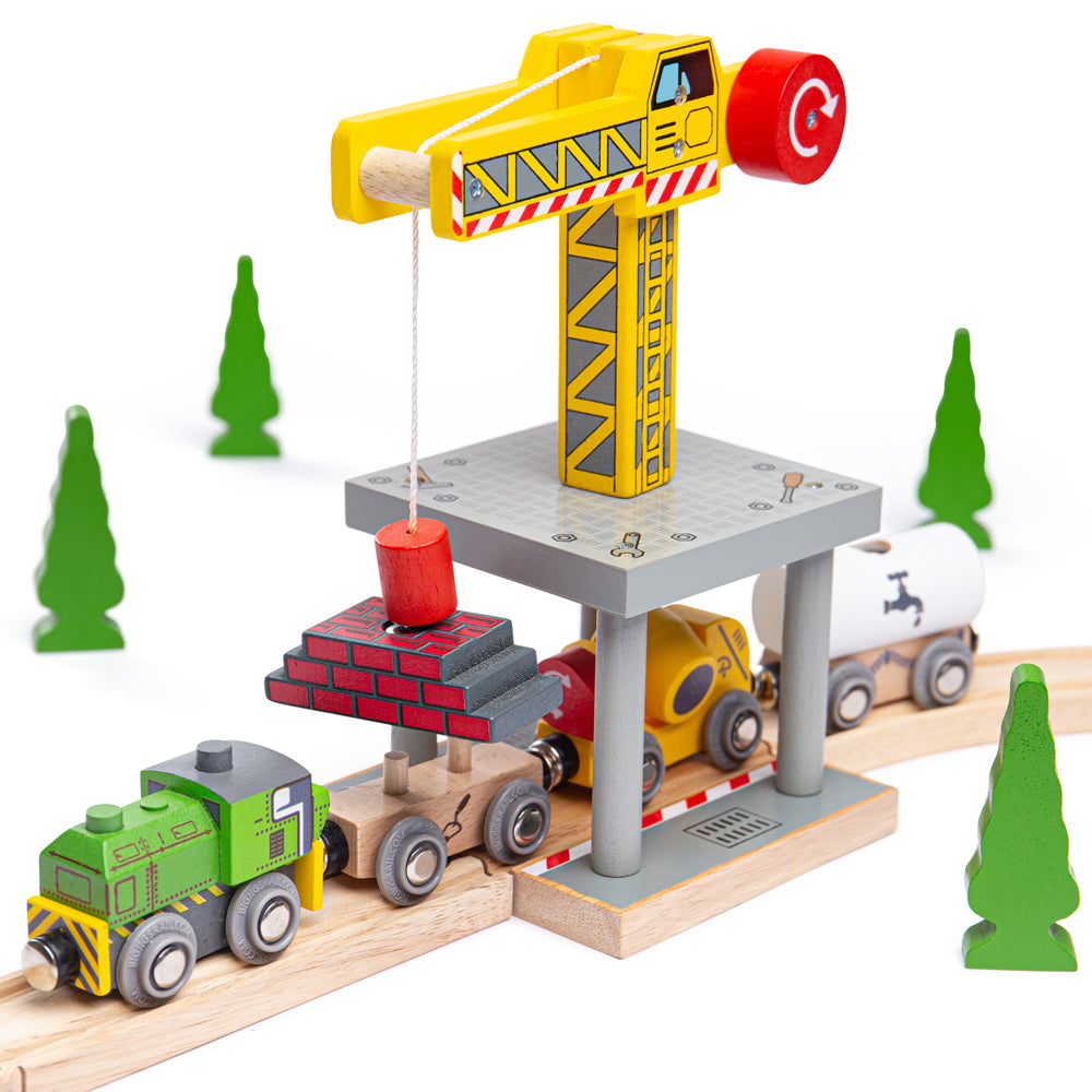 wooden railway crane