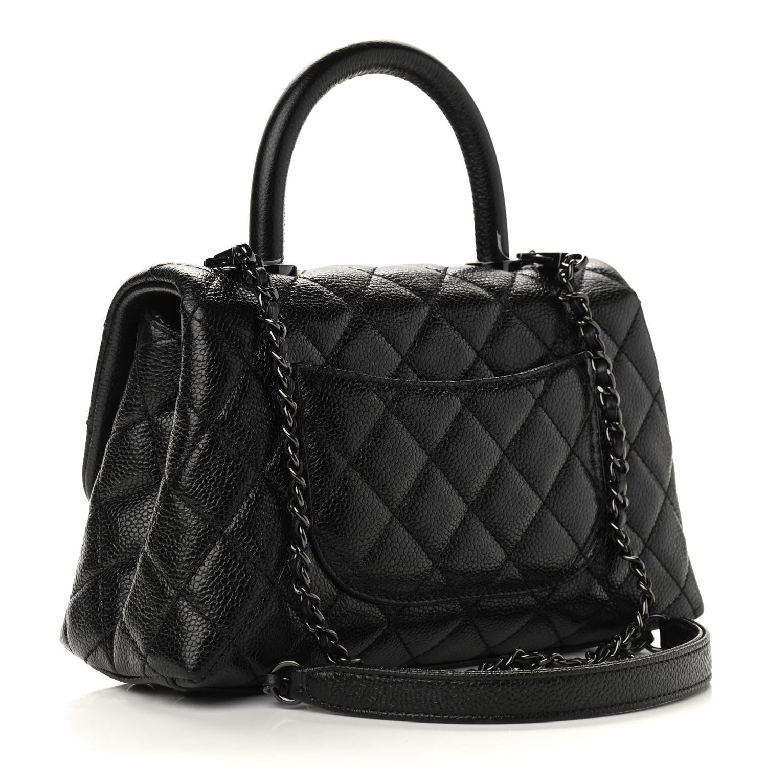 caviar quilted mini coco handle flap black