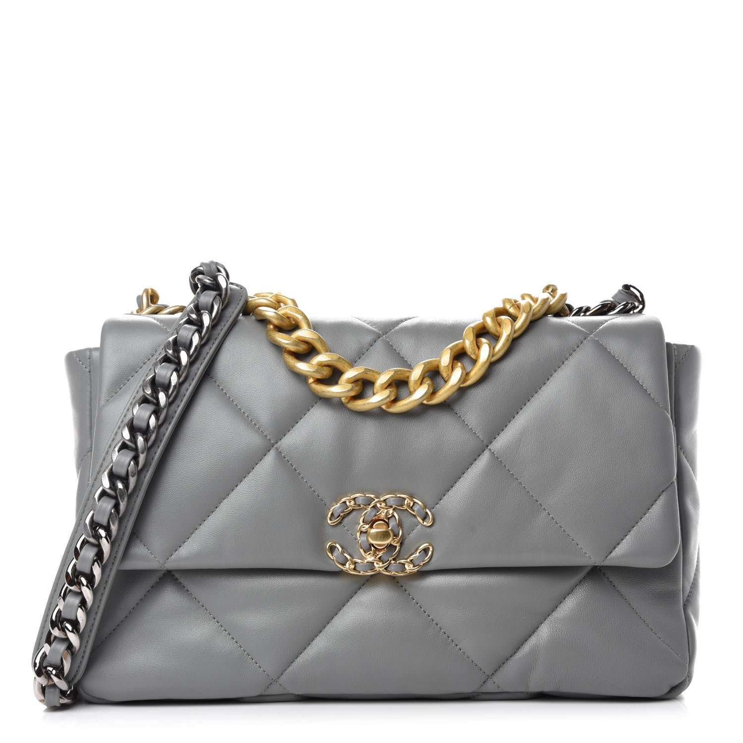 Chanel 19 Large Gray Leather Handbag available now