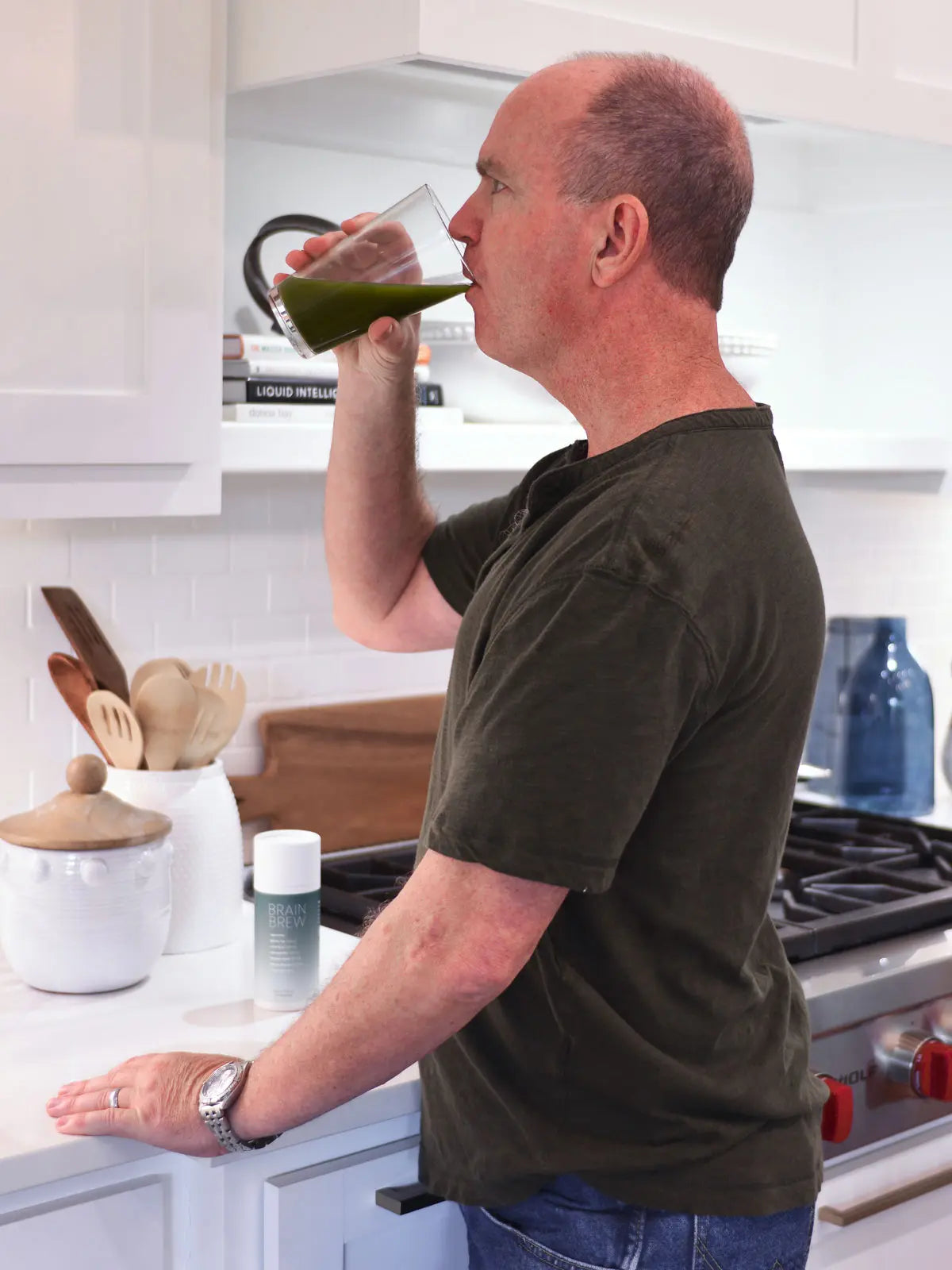 Man drinking Brain Brew tea