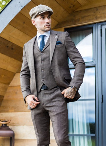 brown 3 piece suits