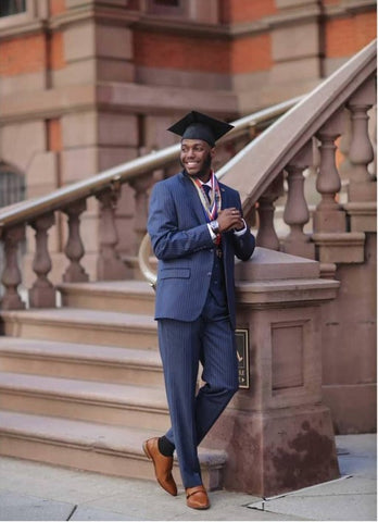 Mens Blue Pinstripe Suit