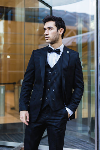 Mens Double Breasted Pinstripe Suit