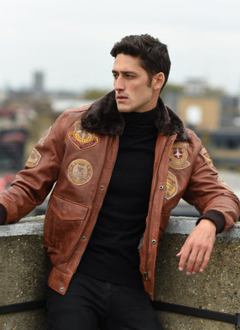 men's real leather aviator jacket