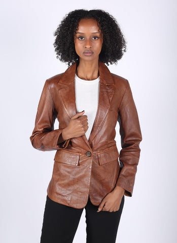 women's real leather blazer