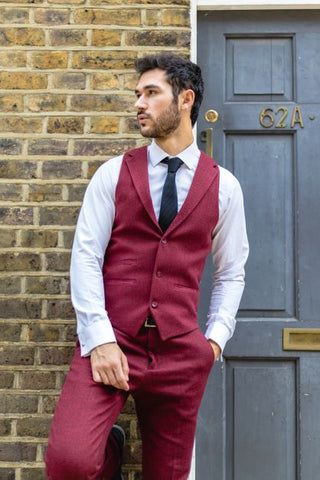 wine mens tweed waistcoat