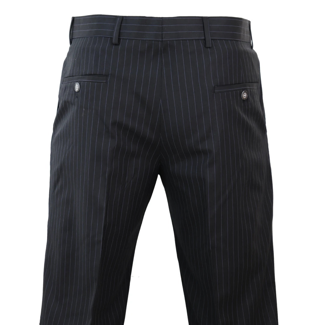 Mens Black Pinstripe Trousers | TruClothing.com