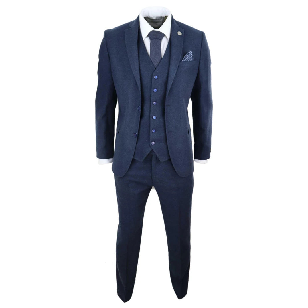 Mens Navy-Blue Peaky Blinders Wool Suit | TruClothing.com