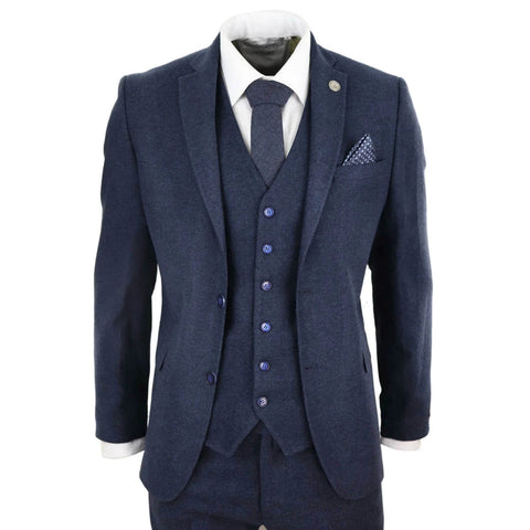 Mens Navy-Blue Peaky Blinders Wool Suit | TruClothing.com