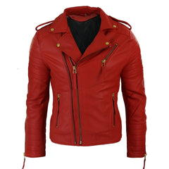 Men's Cowhide Motorcycle Cross Zip Biker Jacket