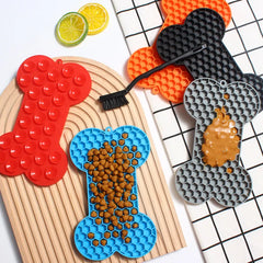 Dog bone shaped lick mat