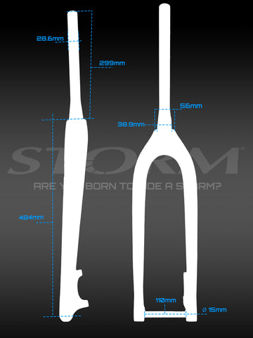 afmetingen voor de Storm Carbon Vaste voorvork