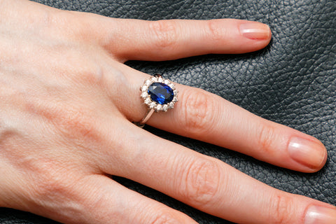 Diamond Halo Sapphire Engagement Ring