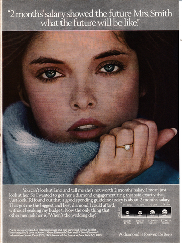 De Beers “2 months salary” advertising campaign from the 1980’s