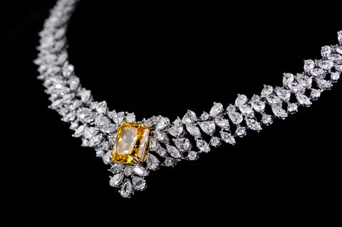 A bold necklace created with hundreds of intricate and unique diamonds, each with their own character and story