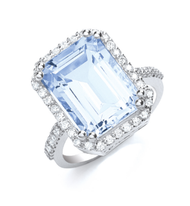 Baby blue Aquamarine and Diamond Ring