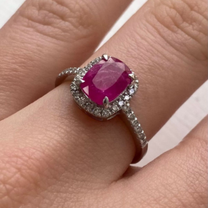 Cushion Ruby and Diamond Ring