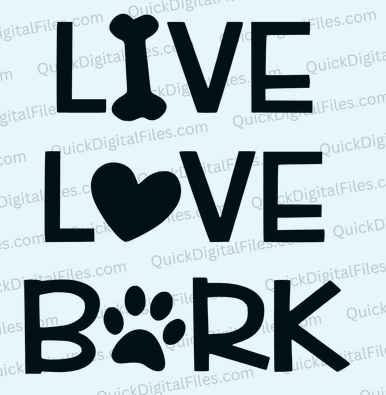 live love bark dog graphic silhouette quote