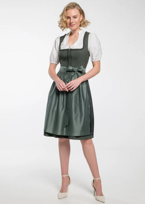 Spieth & Wensky Midi Dirndl 2pcs. 60cm "Element" olive (42) - Simply German USA